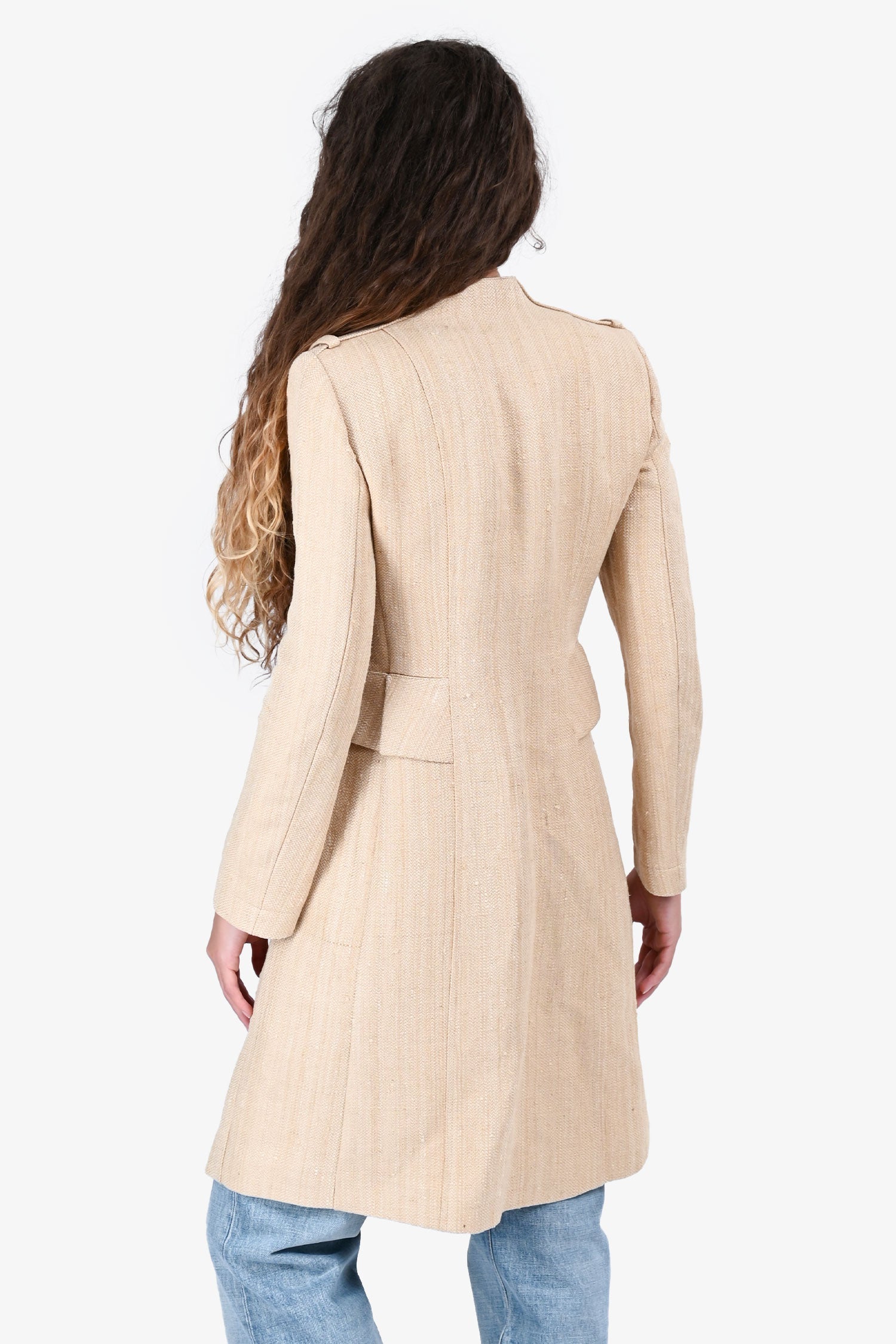 Etro Beige Woven Midi Jacket Size 42