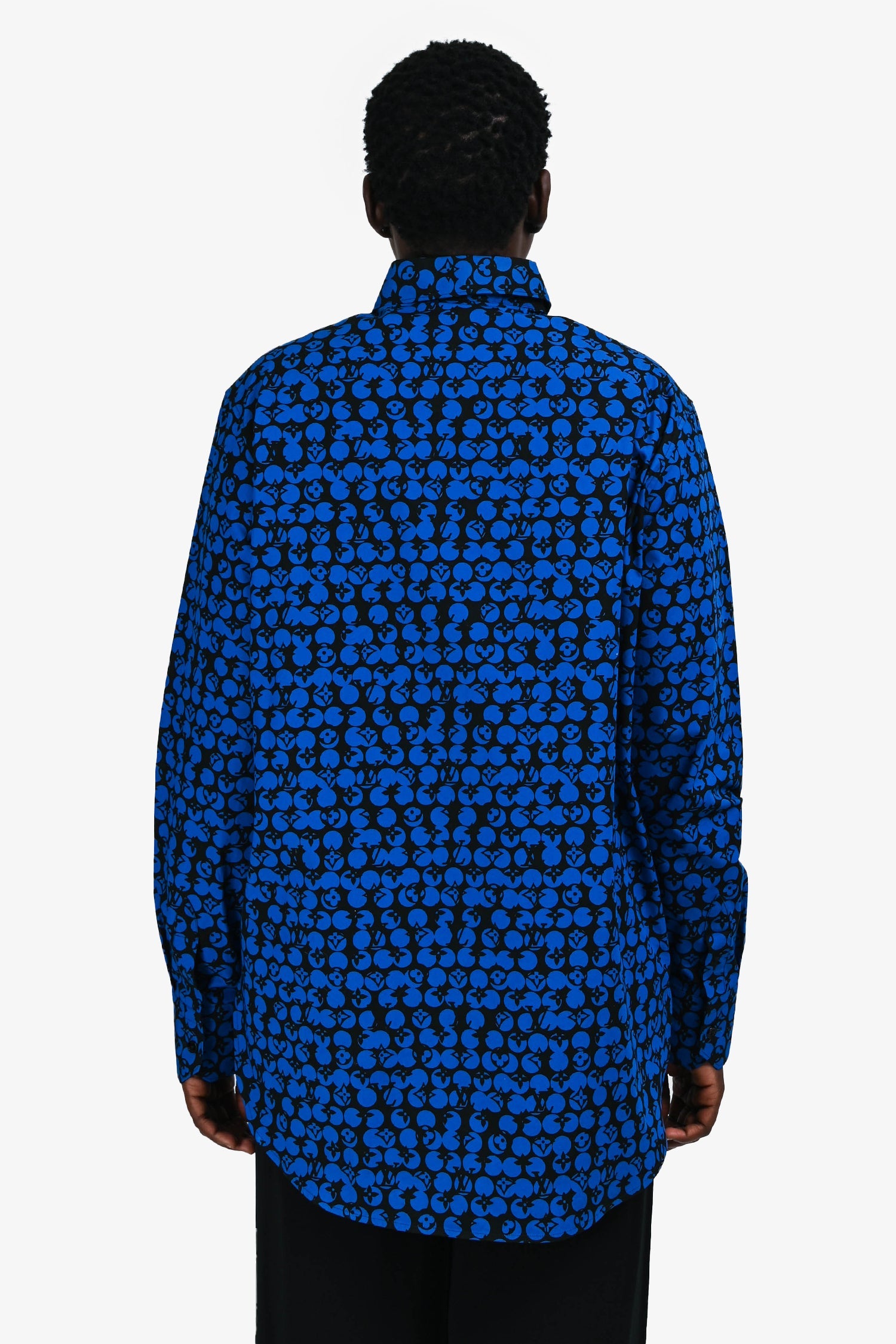 Louis Vuitton Blue/Black Printed DNA Button-Up Shirt Size S Mens