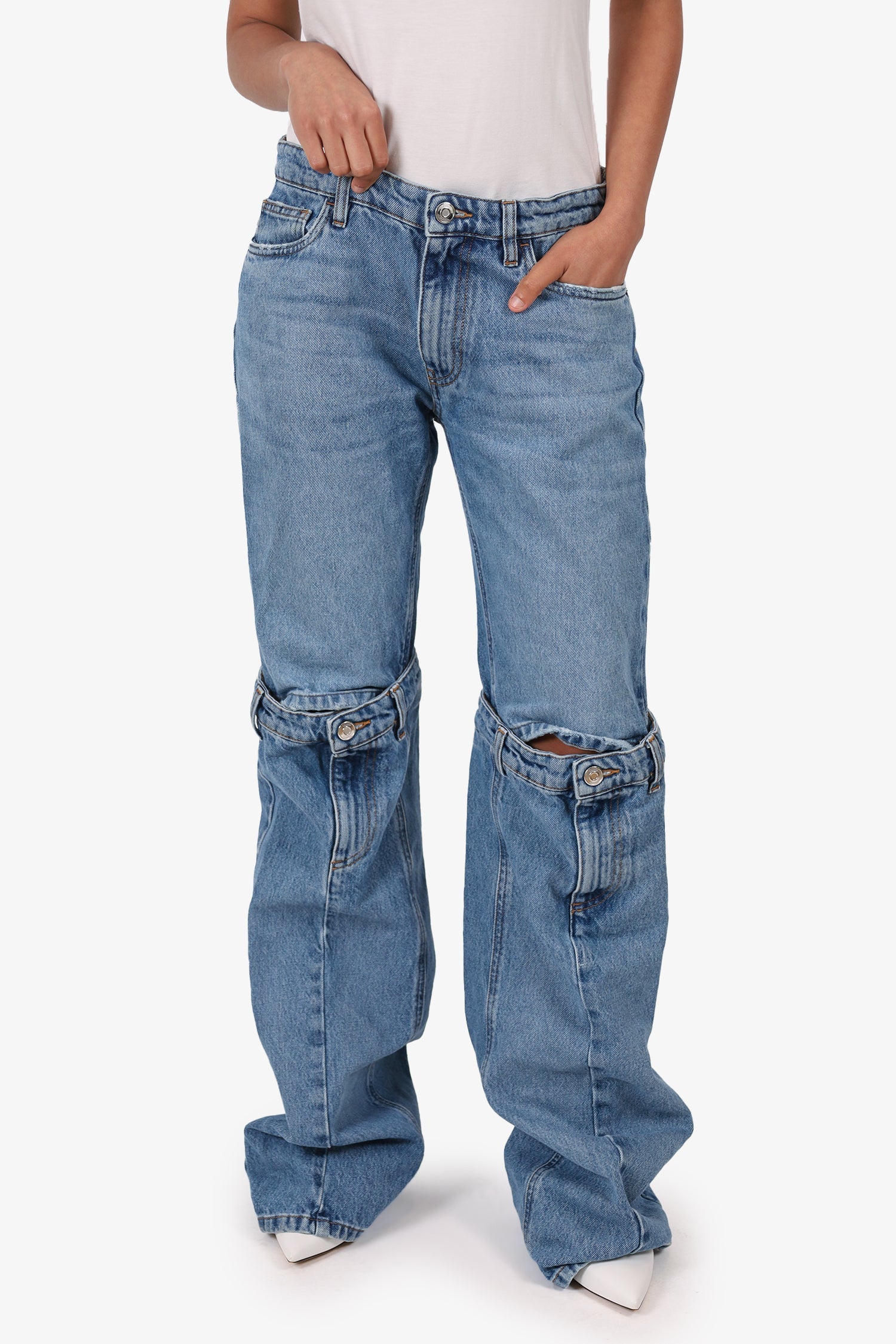Coperni Blue Jeans 'Hybrid' Belt Jeans Size 6