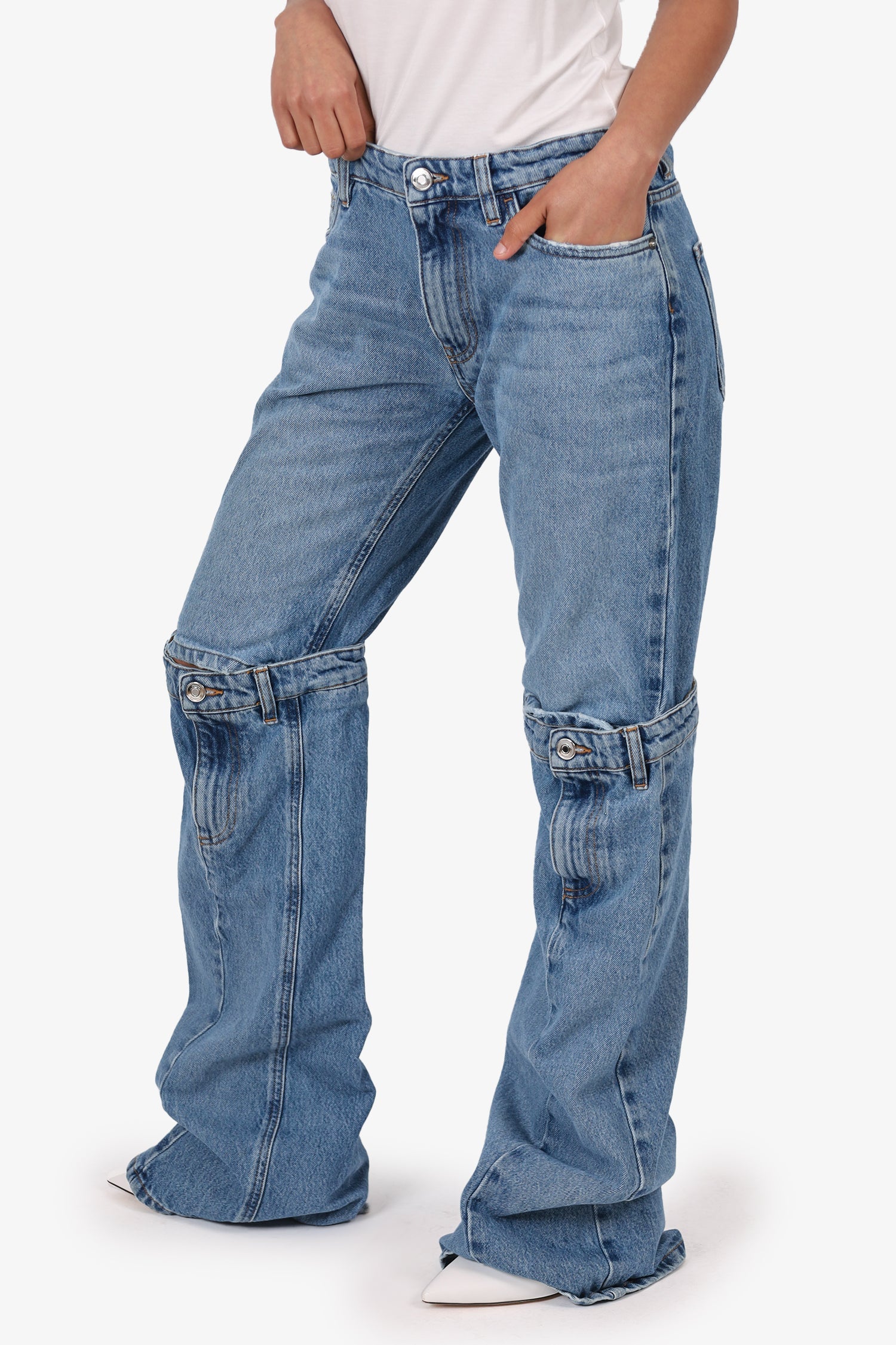 Coperni Blue Jeans 'Hybrid' Belt Jeans Size 6