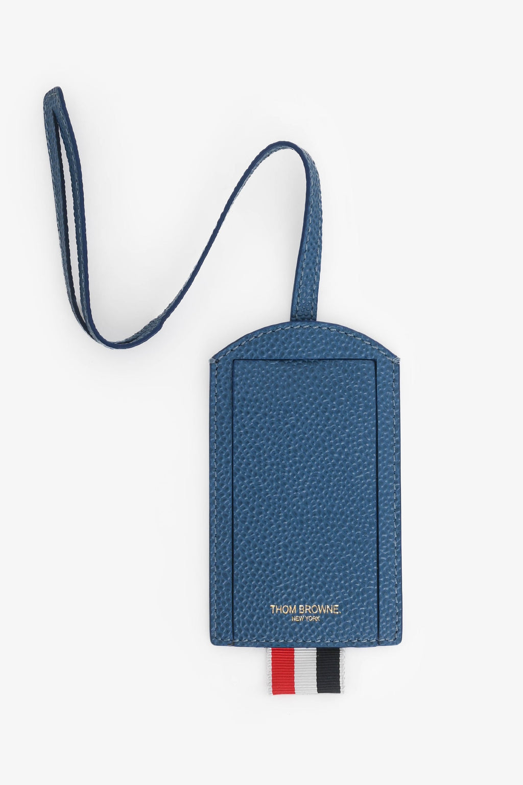 Thom Browne Blue Leather Luggage Tag