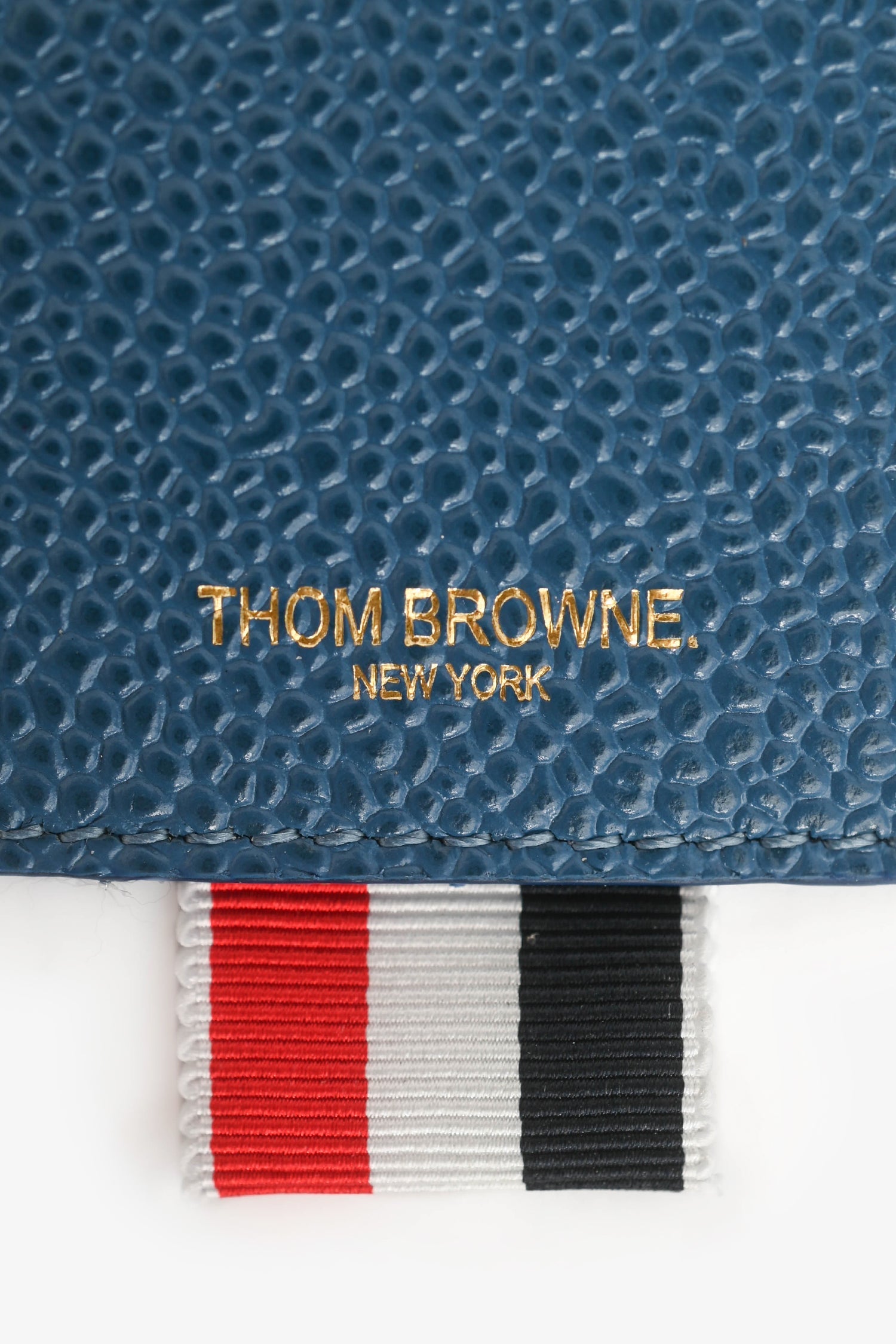 Thom Browne Blue Leather Luggage Tag