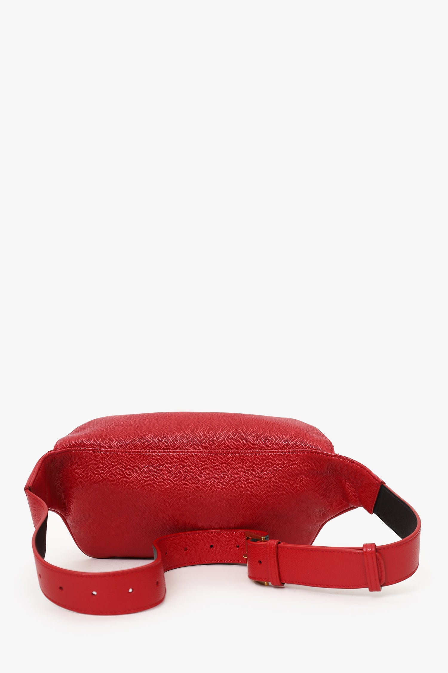 Saint Laurent Red Grain De Poudre Monogram Belt Bag