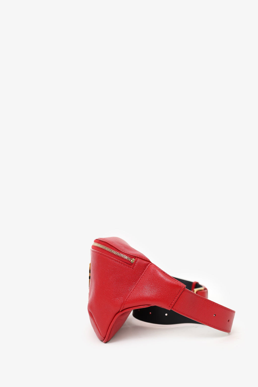 Saint Laurent Red Grain De Poudre Monogram Belt Bag