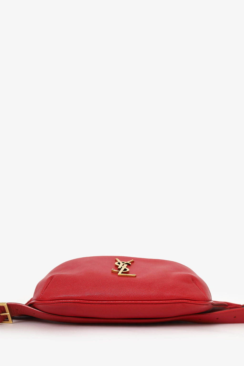 Saint Laurent Red Grain De Poudre Monogram Belt Bag