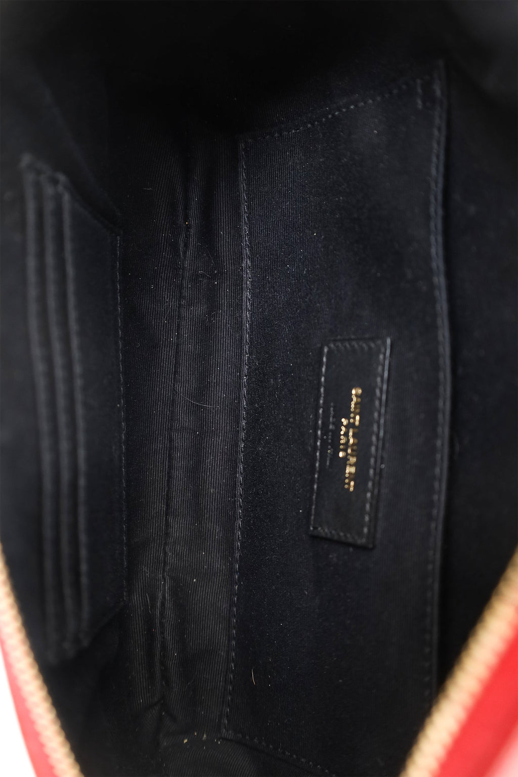 Saint Laurent Red Grain De Poudre Monogram Belt Bag