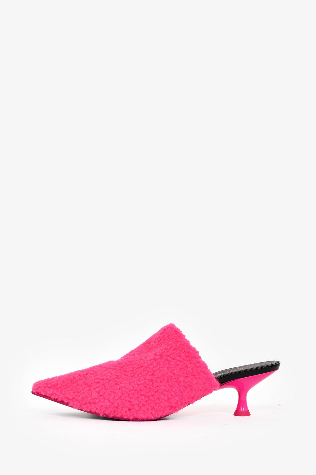 Loewe Black Pink Shearling Heeled Mules Size 37