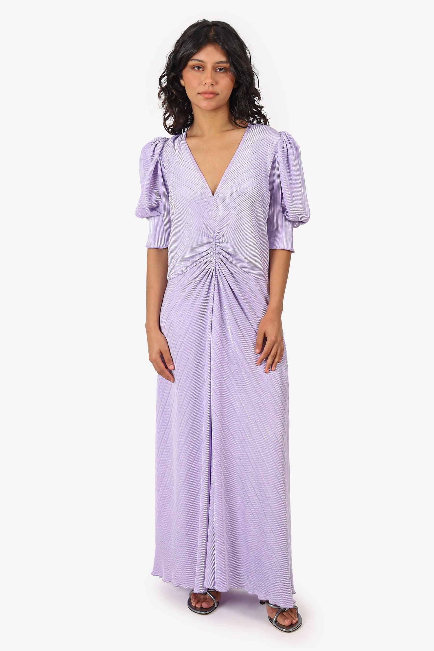Rotate Birger Christensen Purple Puff Sleeve Sierina Dress Size 8