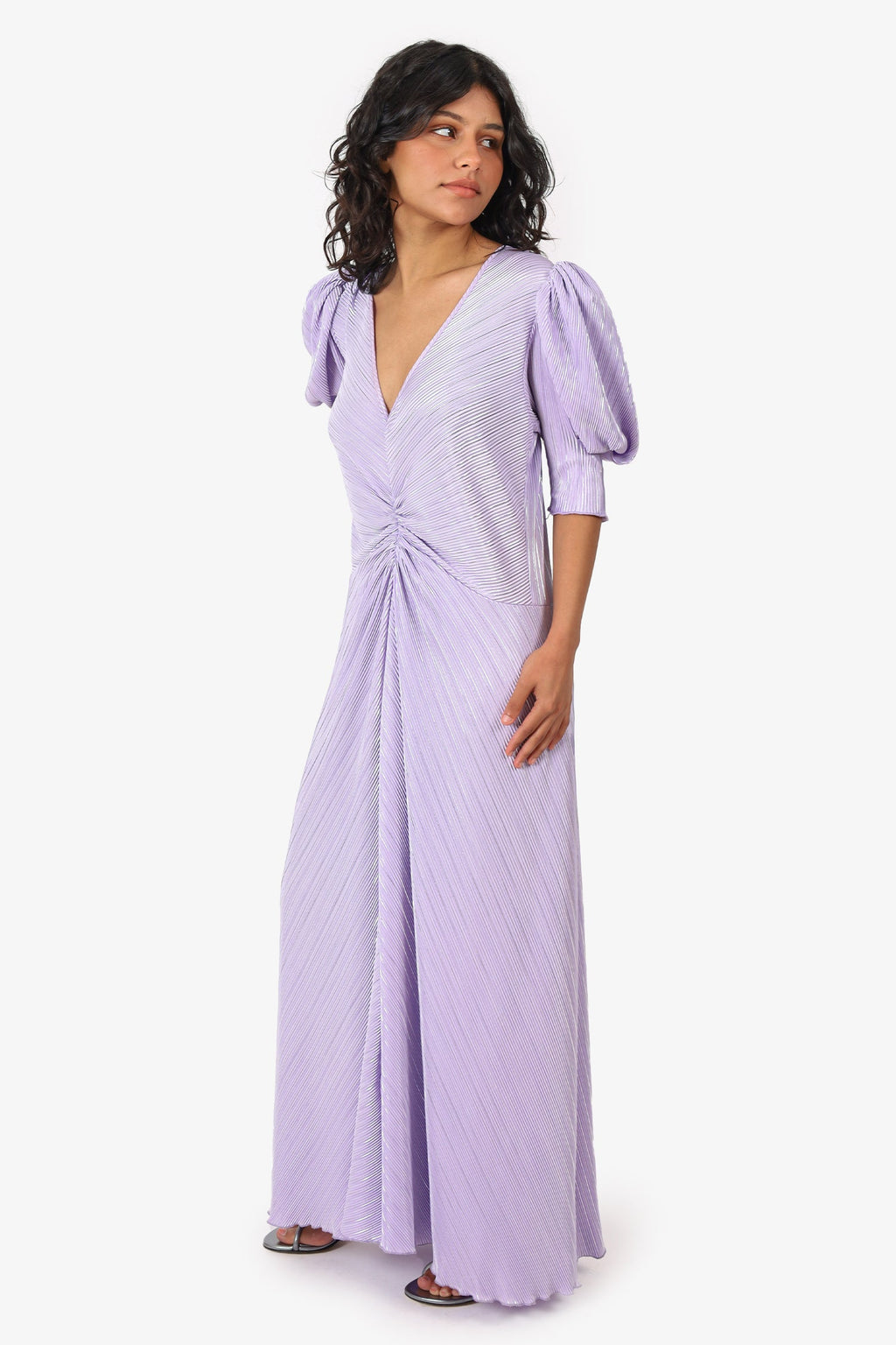 Rotate Birger Christensen Purple Puff Sleeve Sierina Dress Size 8