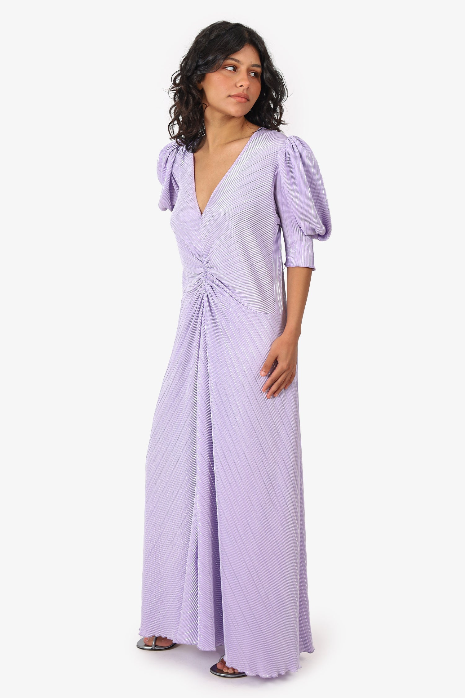 Rotate Birger Christensen Purple Puff Sleeve Sierina Dress Size 8
