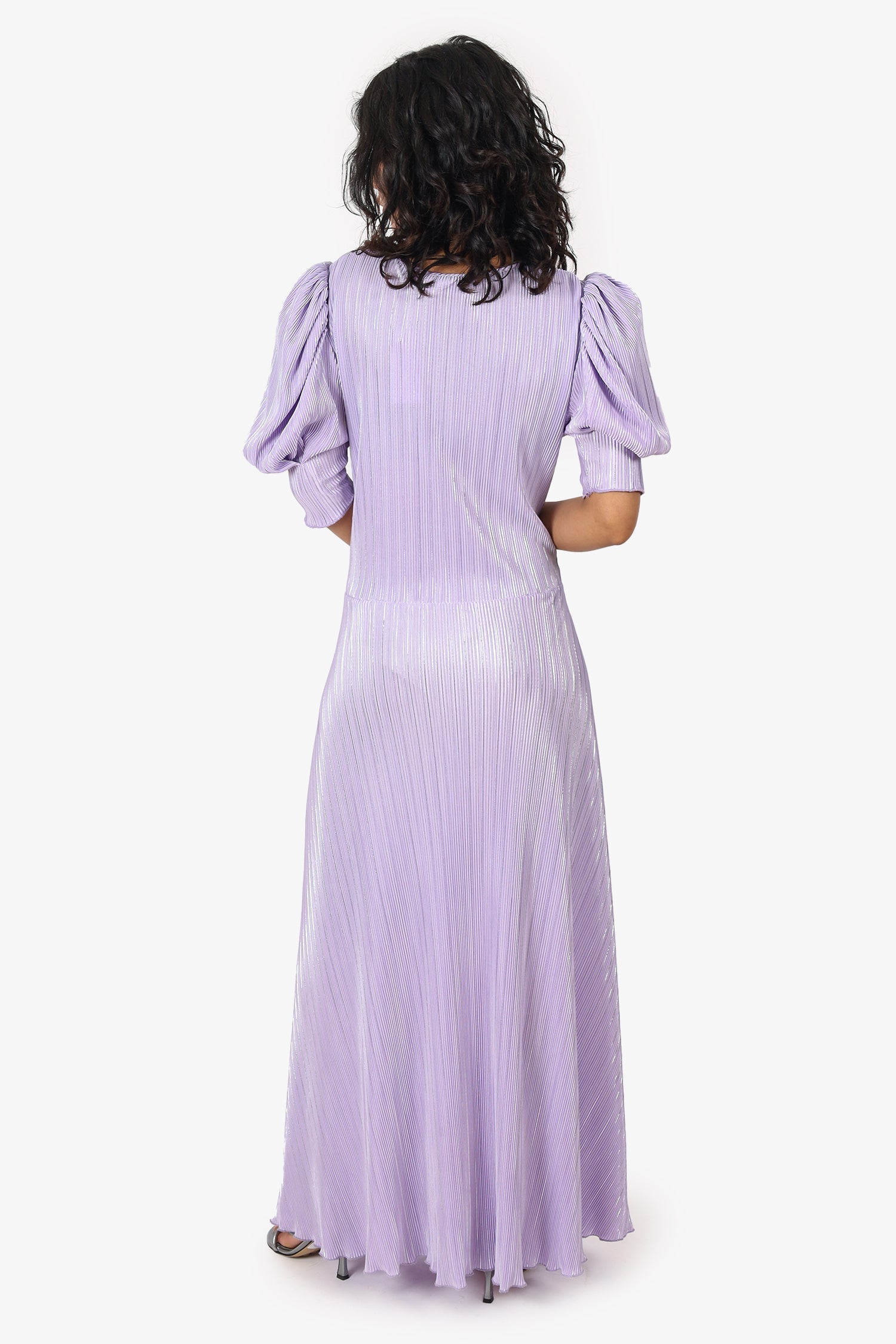 Rotate Birger Christensen Purple Puff Sleeve Sierina Dress Size 8