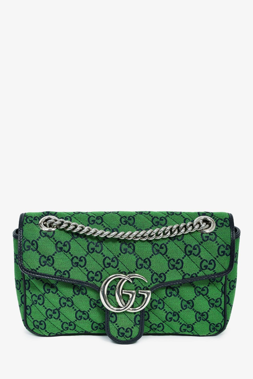 Gucci Green Canvas Navy Guccisima Small Marmont Shoulder Bag