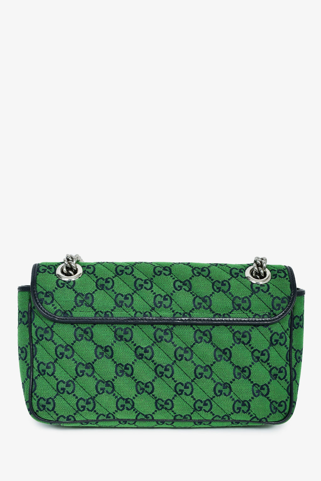 Gucci Green Canvas Navy Guccisima Small Marmont Shoulder Bag