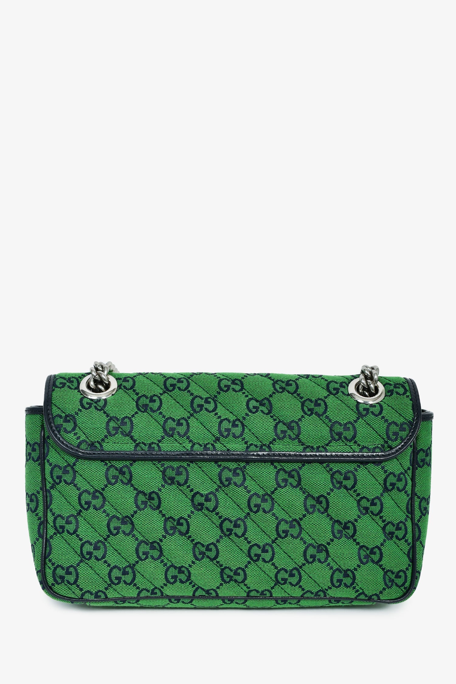 Gucci Green Canvas Navy Guccisima Small Marmont Shoulder Bag