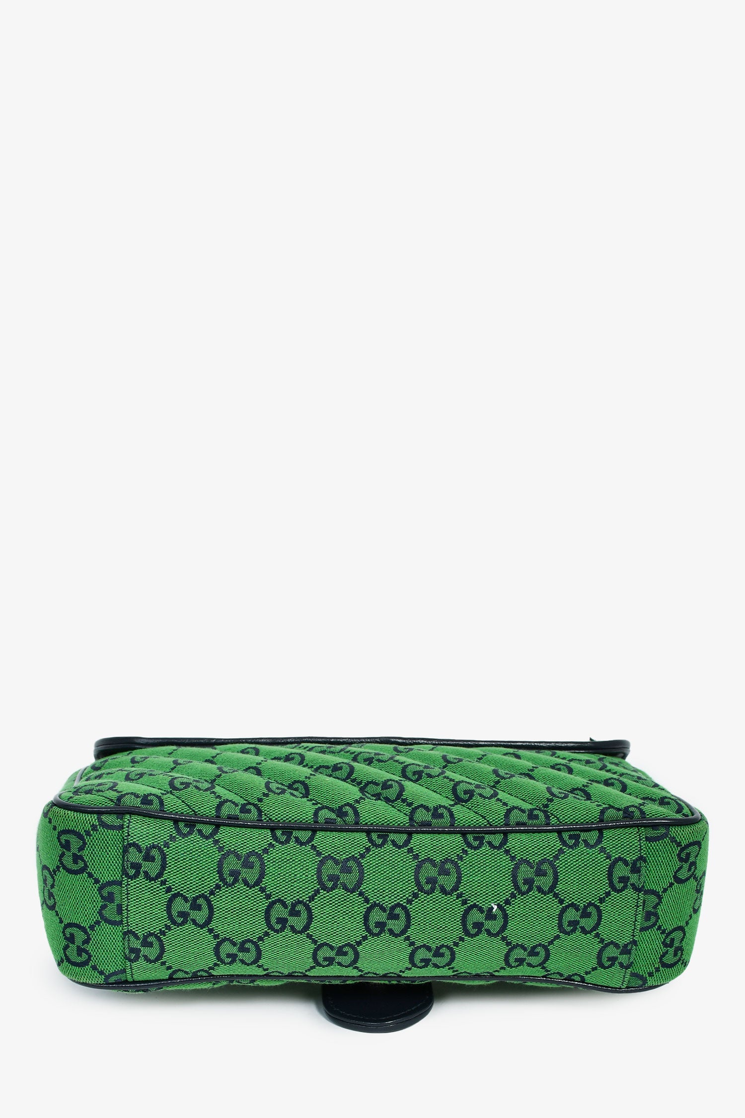 Gucci Green Canvas Navy Guccisima Small Marmont Shoulder Bag