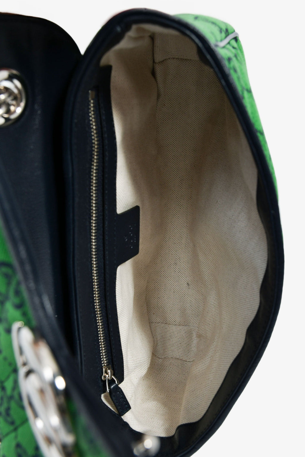 Gucci Green Canvas Navy Guccisima Small Marmont Shoulder Bag