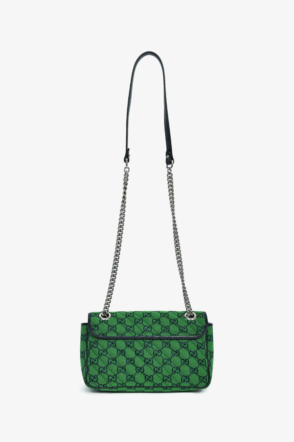 Gucci Green Canvas Navy Guccisima Small Marmont Shoulder Bag