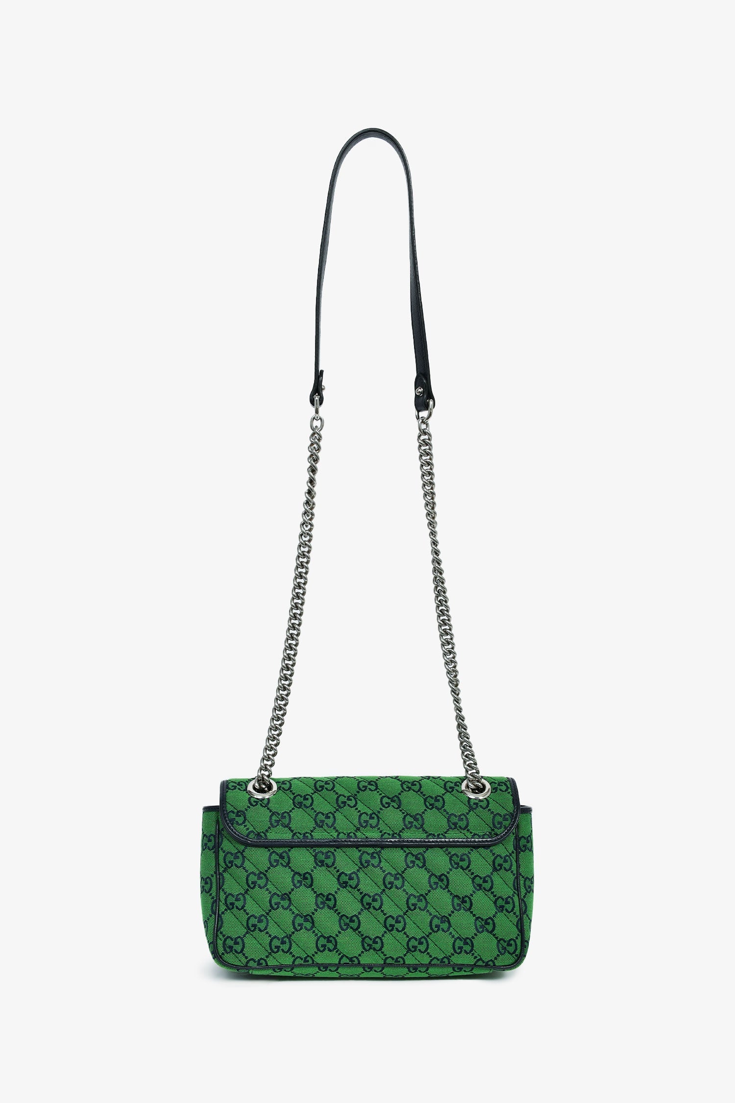 Gucci Green Canvas Navy Guccisima Small Marmont Shoulder Bag