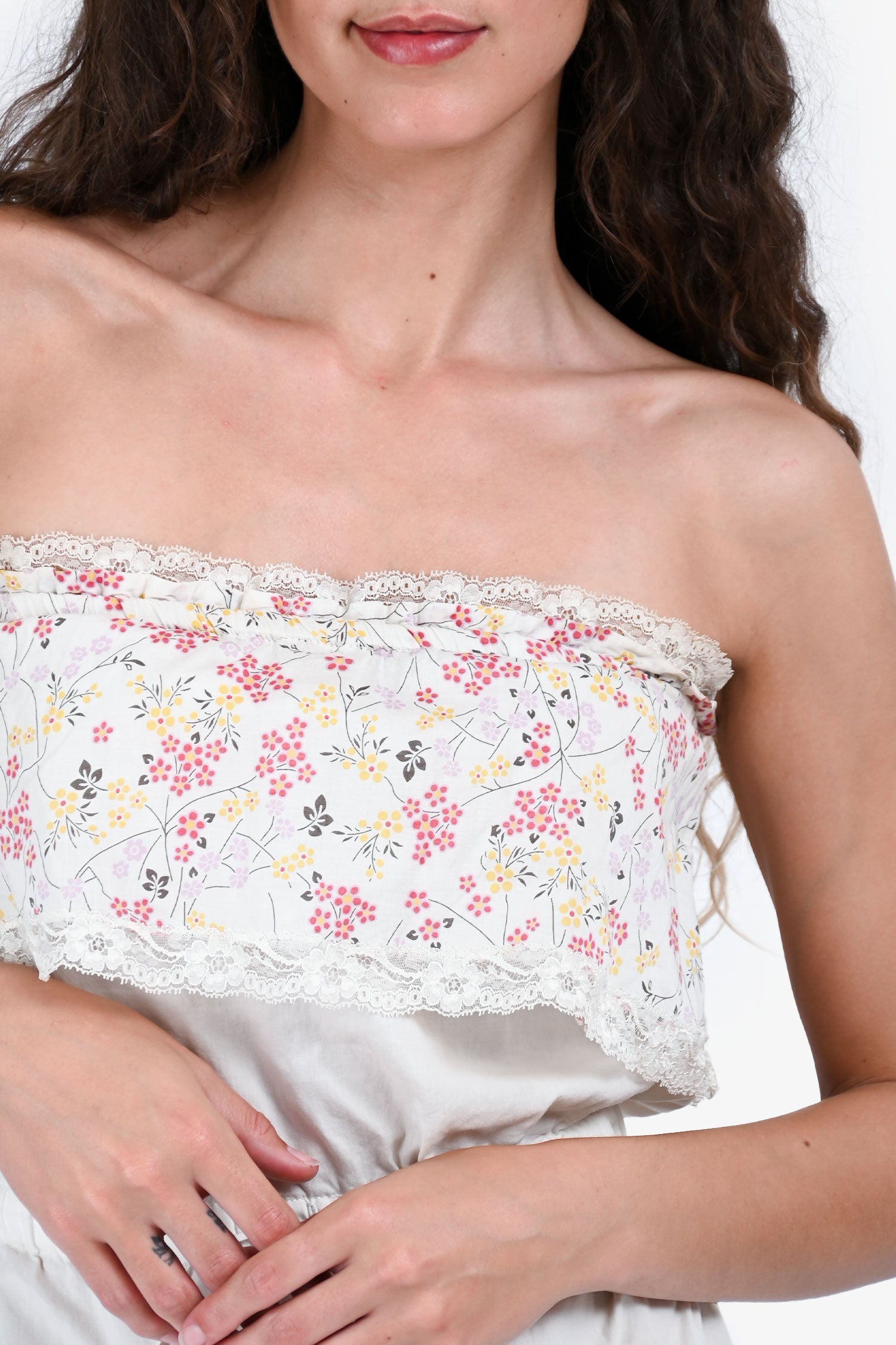 D&G Cream Floral Strapless Mini Dress Size 36