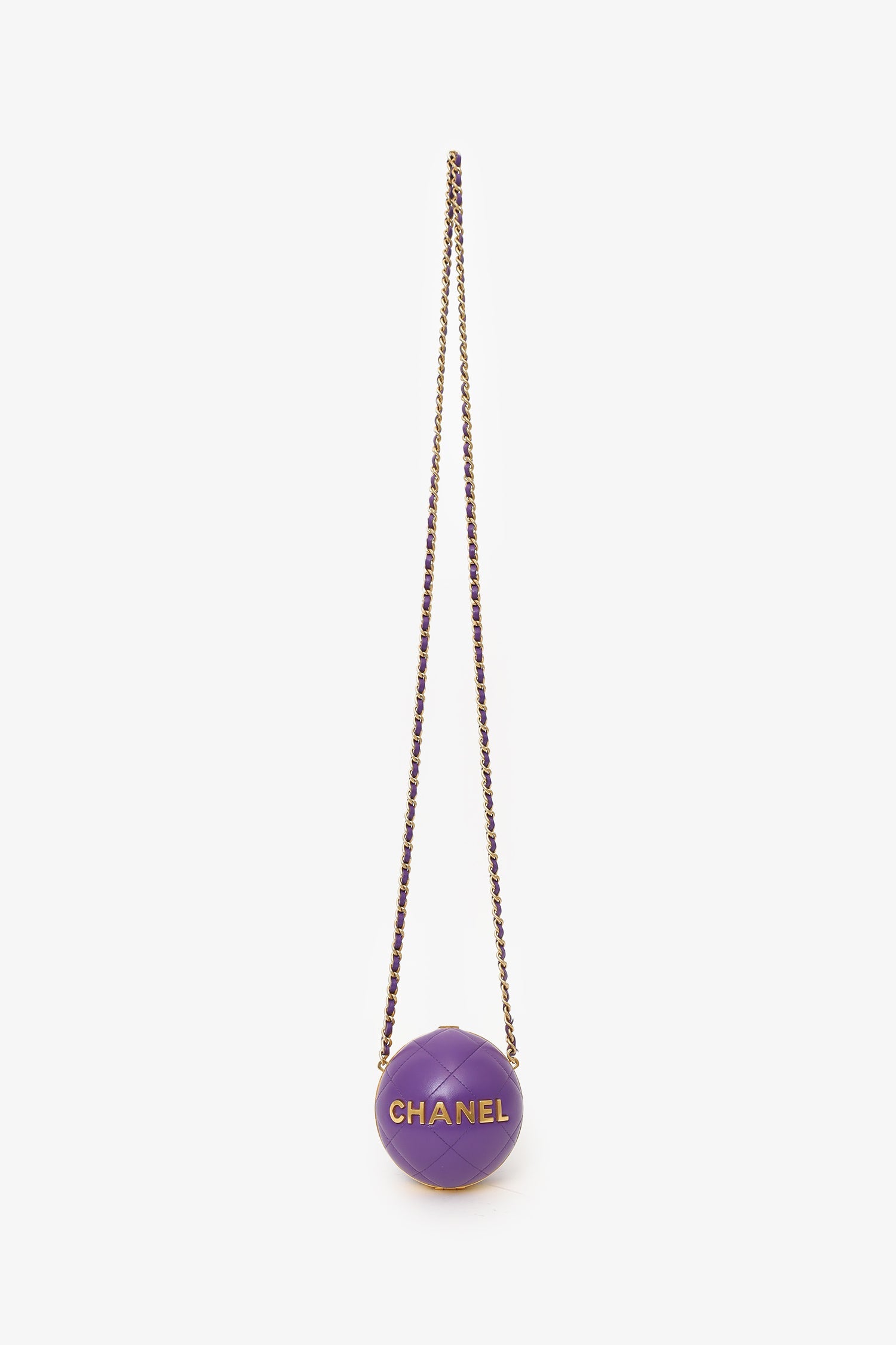 Pre-Loved Chanel™ 2022 Purple Paris-Le19M Coco Sphere Minaudiere Bag