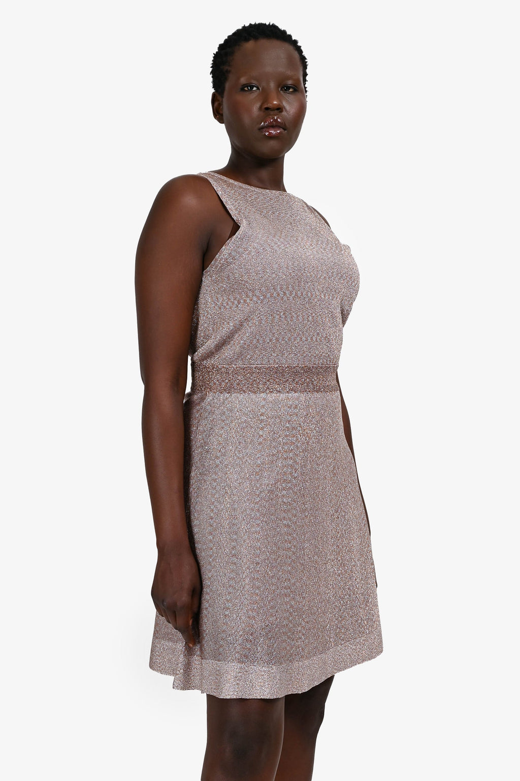 Missoni Pink Sparkly Sleeveless Midi Dress Size 48