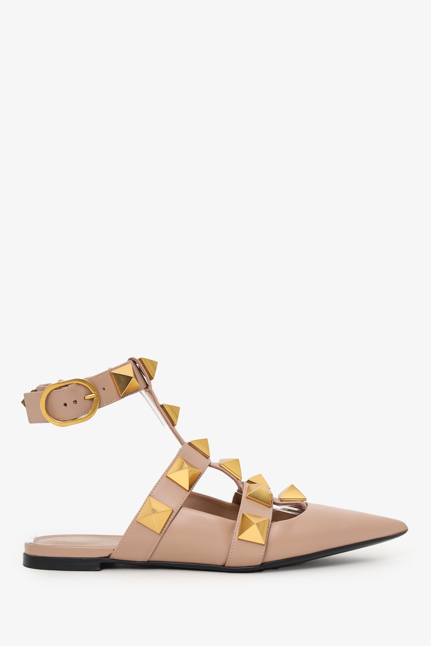 Valentino Brown Leather Roman Stud Gladiator Flats Size 36.5