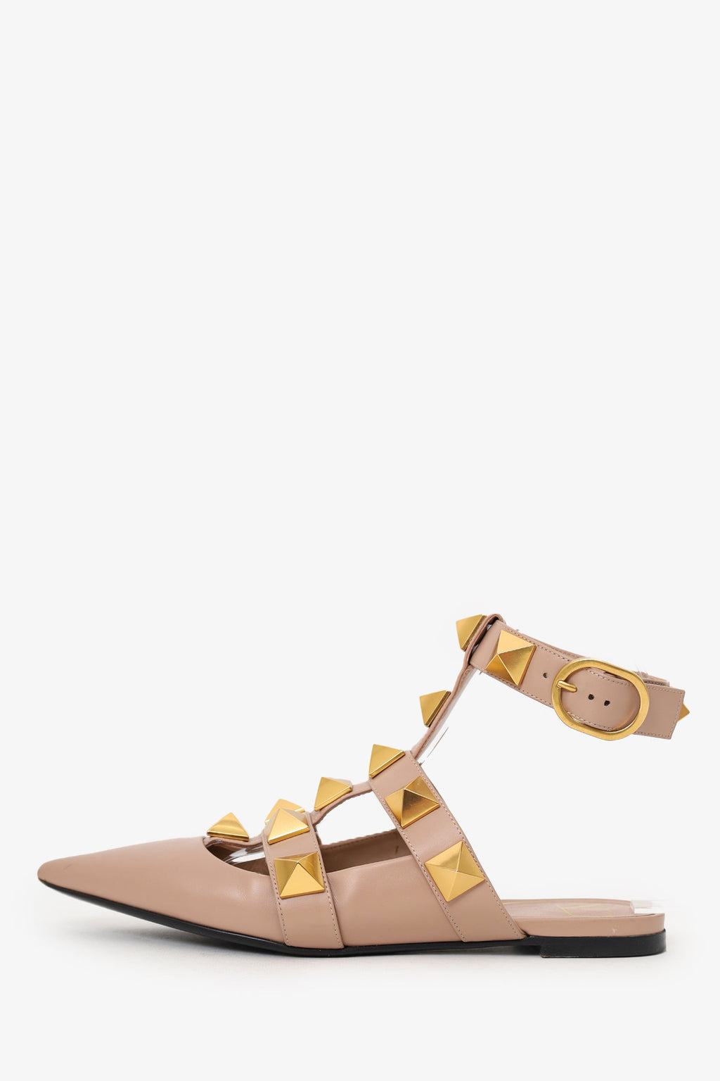 Valentino Brown Leather Roman Stud Gladiator Flats Size 36.5