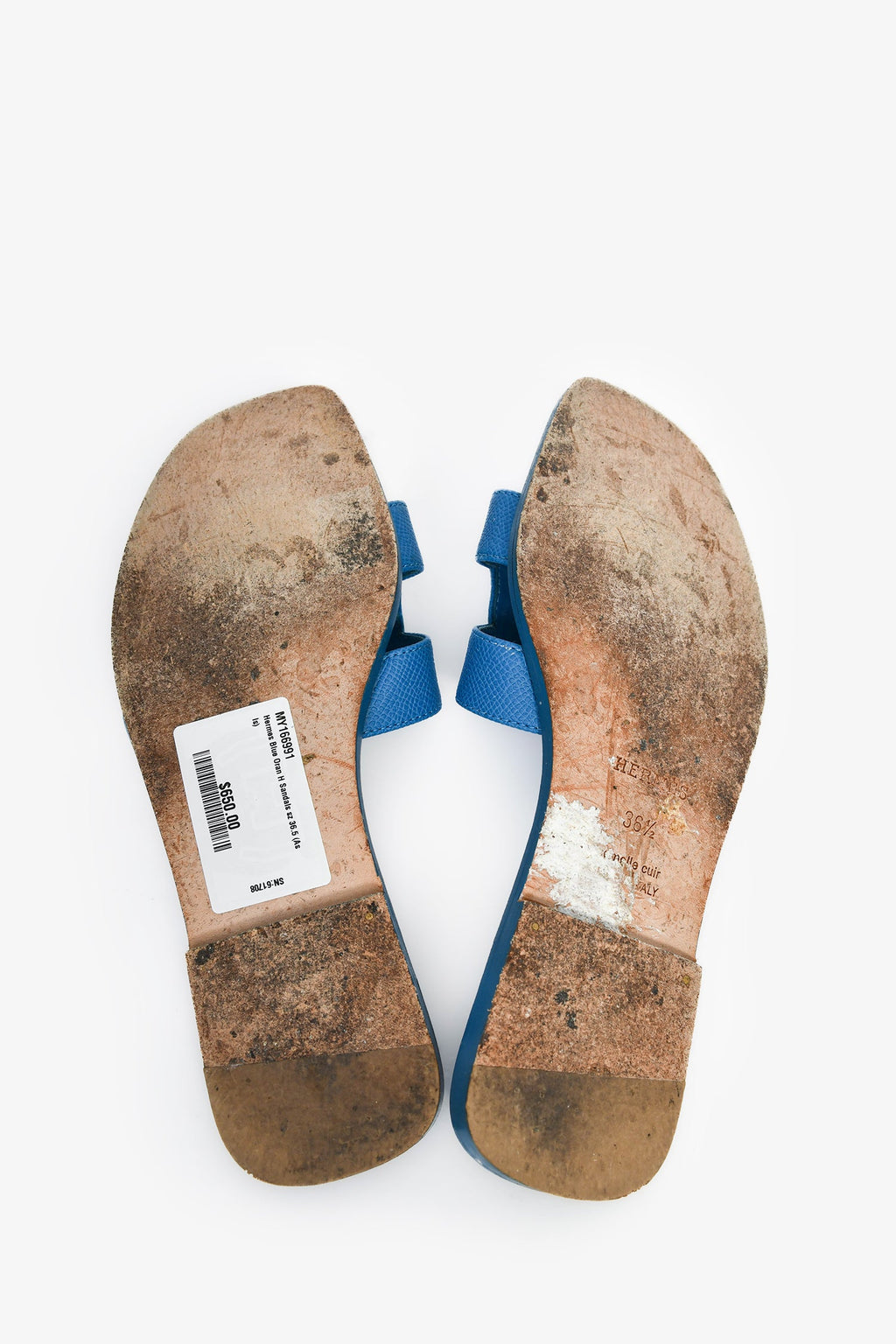 Hermès Blue Oran H Sandals Size 36.5