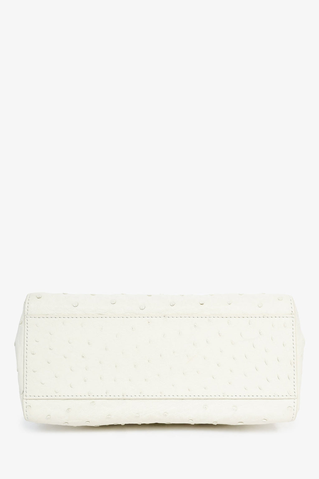 Fendi White Ostrich Leather Mini Peekaboo Bag With Strap