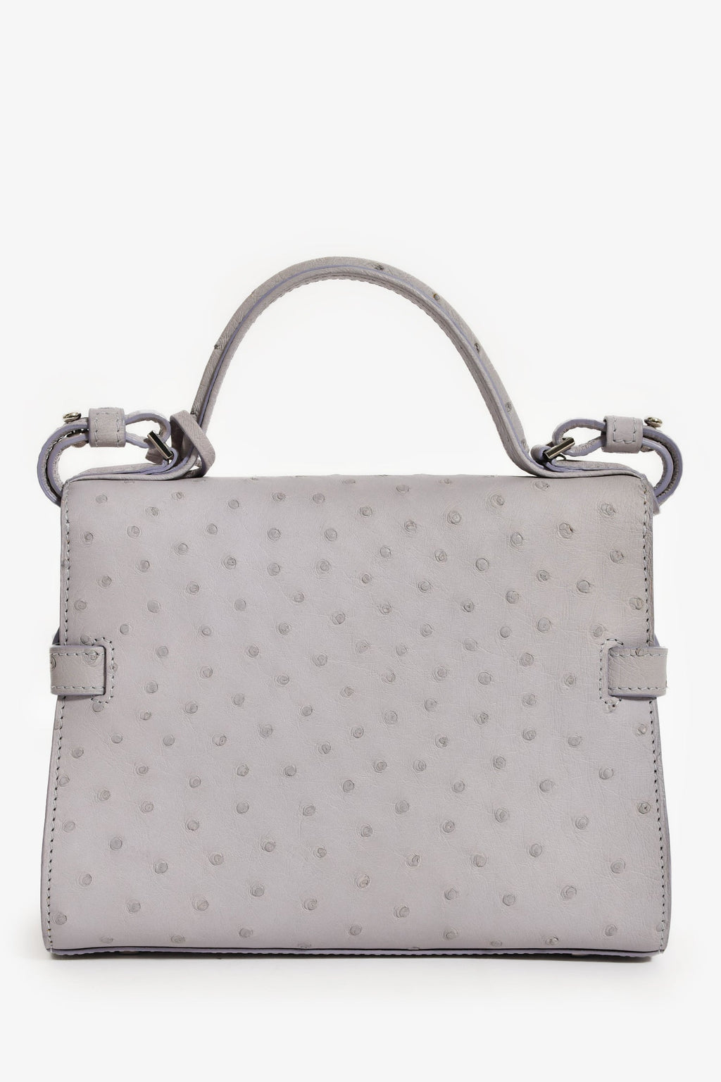 Delvaux Purplish Grey Ostrich Leather Tempete PM With Strap