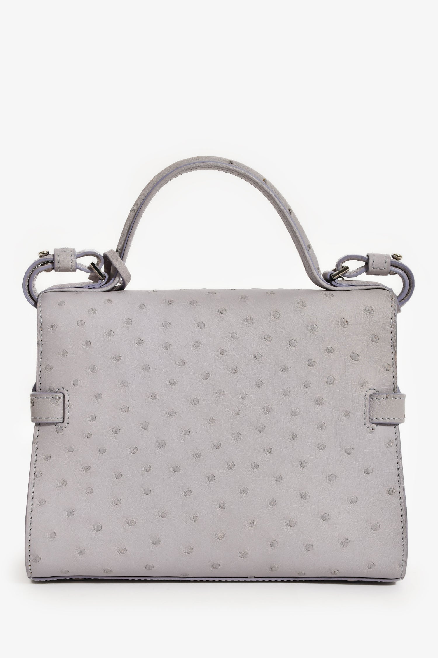 Delvaux Purplish Grey Ostrich Leather Tempete PM With Strap