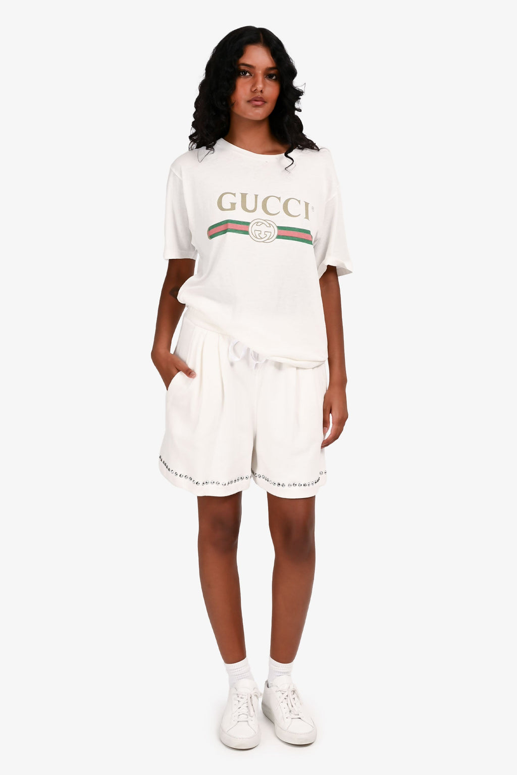 Miu Miu 2021 White Stud Detail Shorts Size 40