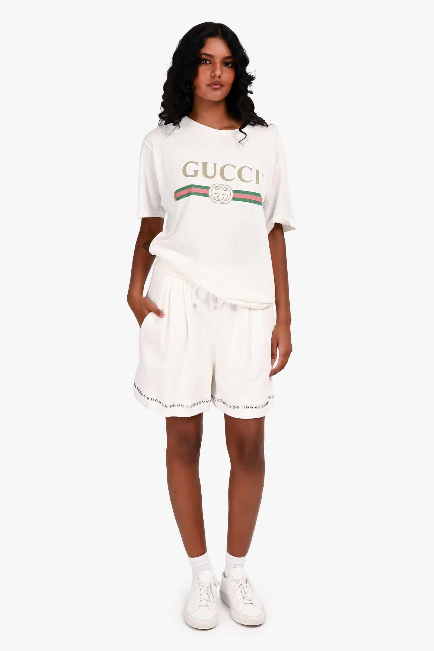 Miu Miu 2021 White Stud Detail Shorts Size 40