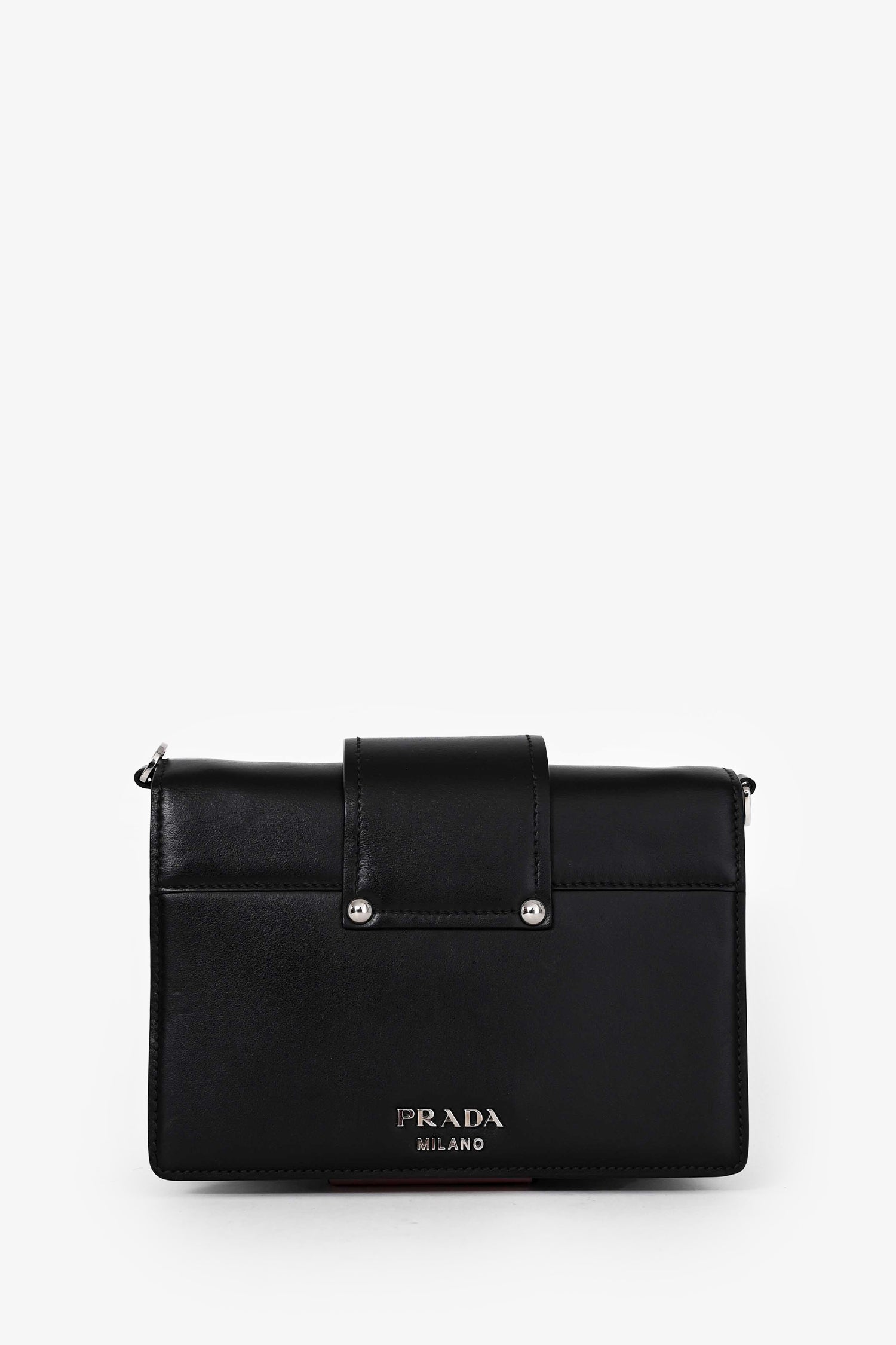 Prada Black/Pink Leather City Ribbon Plexi Bag