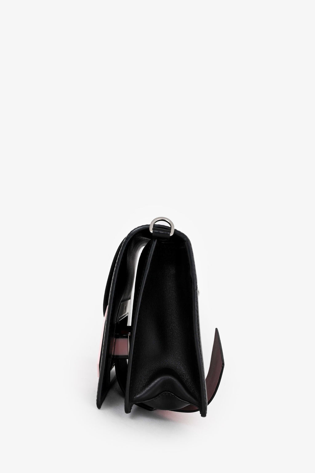 Prada Black/Pink Leather City Ribbon Plexi Bag