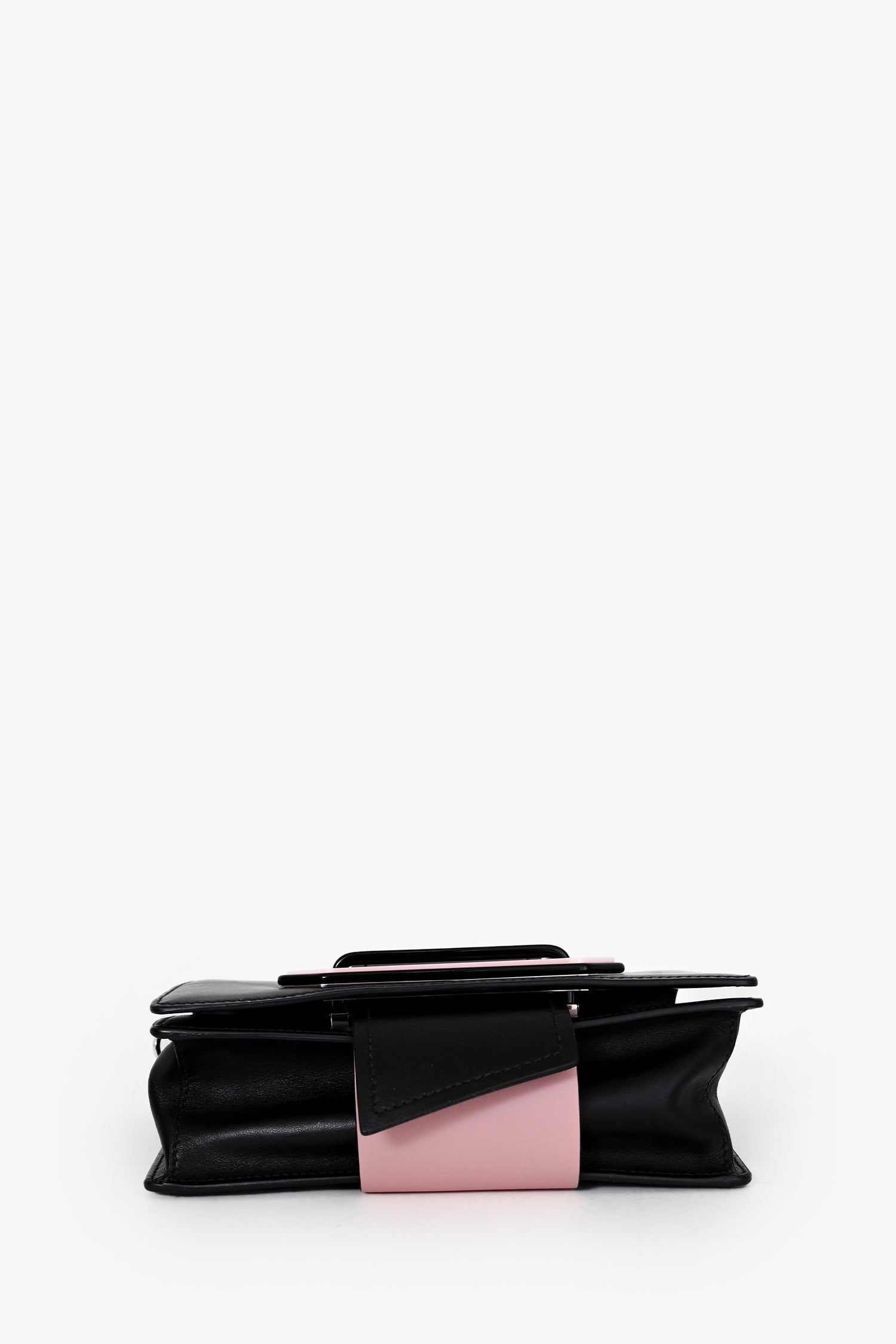Prada Black/Pink Leather City Ribbon Plexi Bag