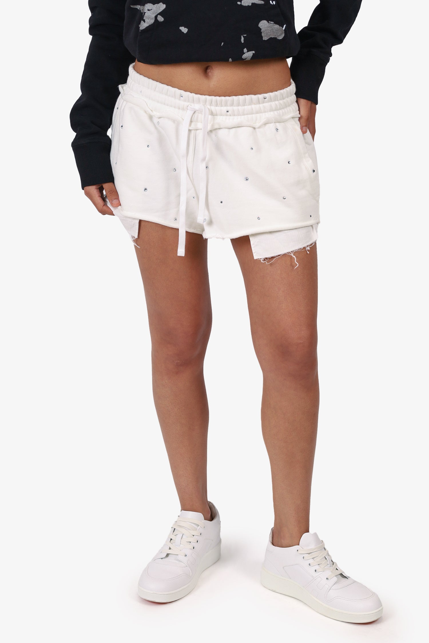 Miu Miu White Gem-embellished Drawstring Shorts Size 38