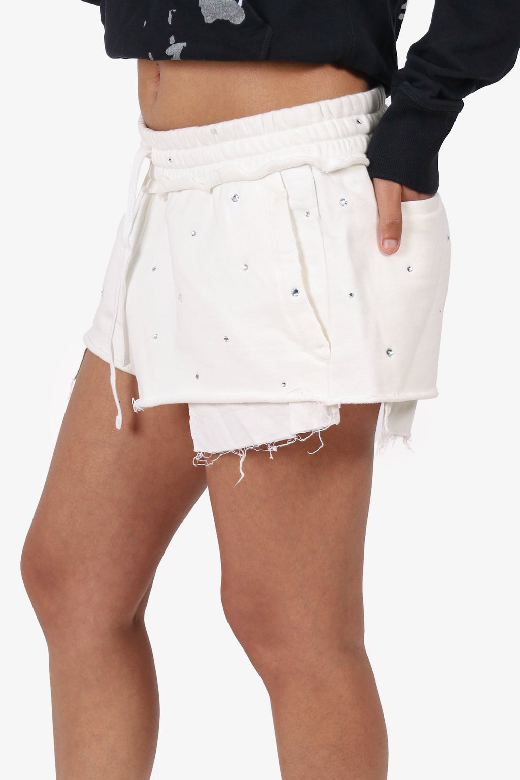 Miu Miu White Gem-embellished Drawstring Shorts Size 38