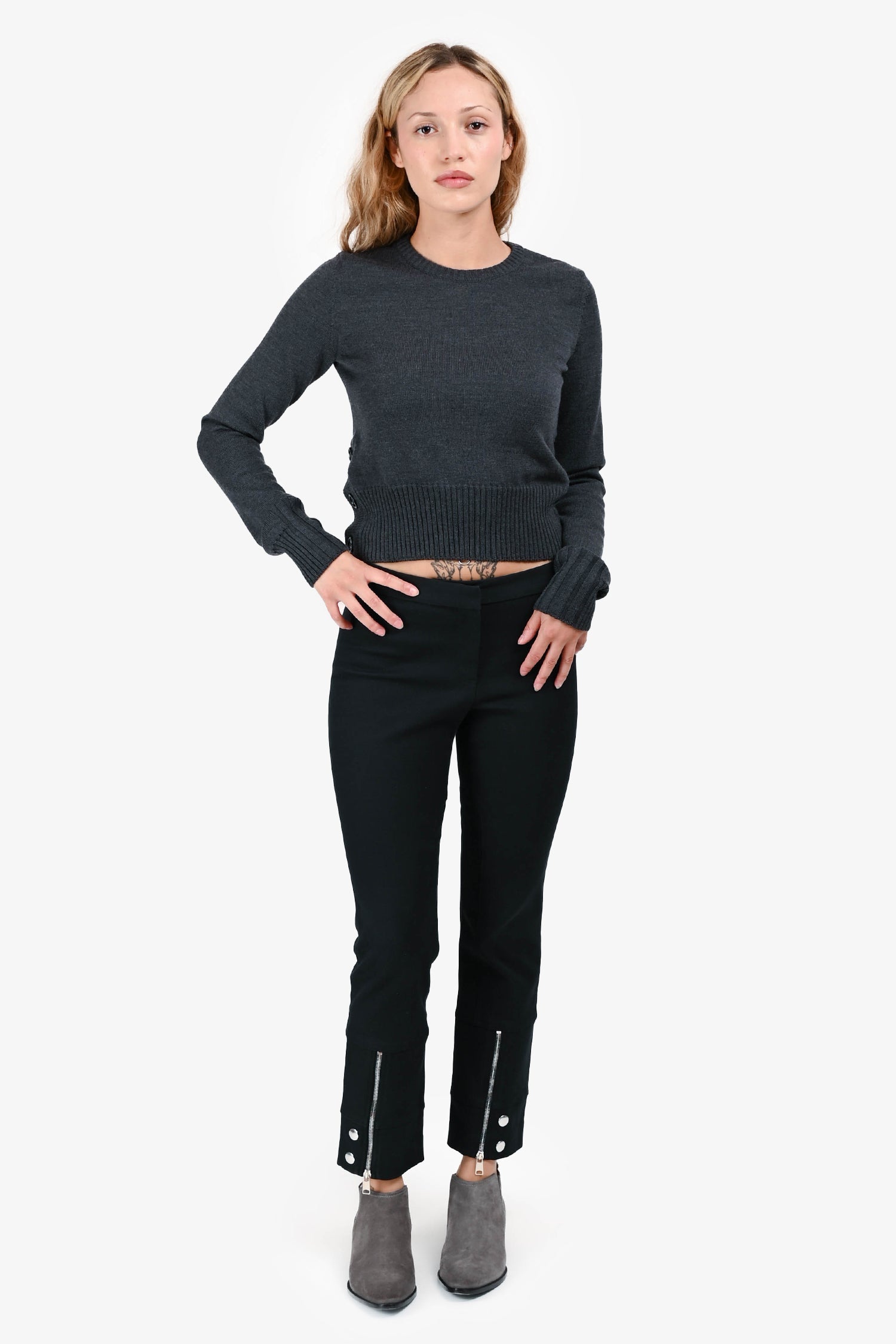 Alexander McQueen Black Mini Flare 3/4 Length Pants Size 38