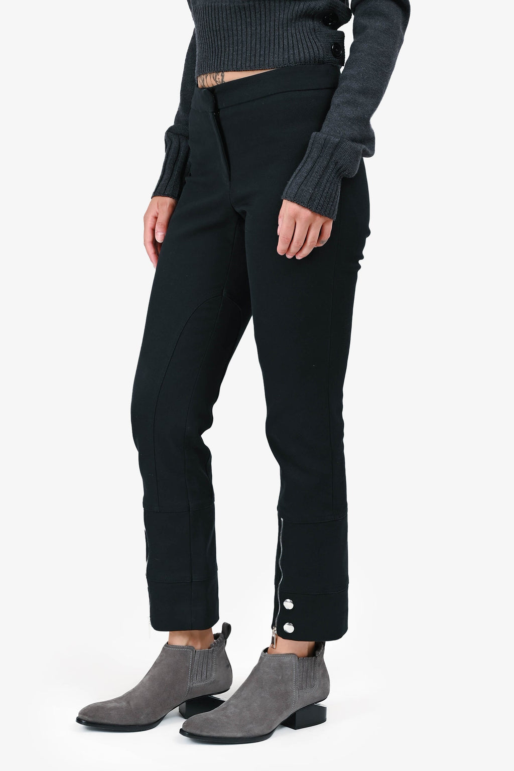 Alexander McQueen Black Mini Flare 3/4 Length Pants Size 38