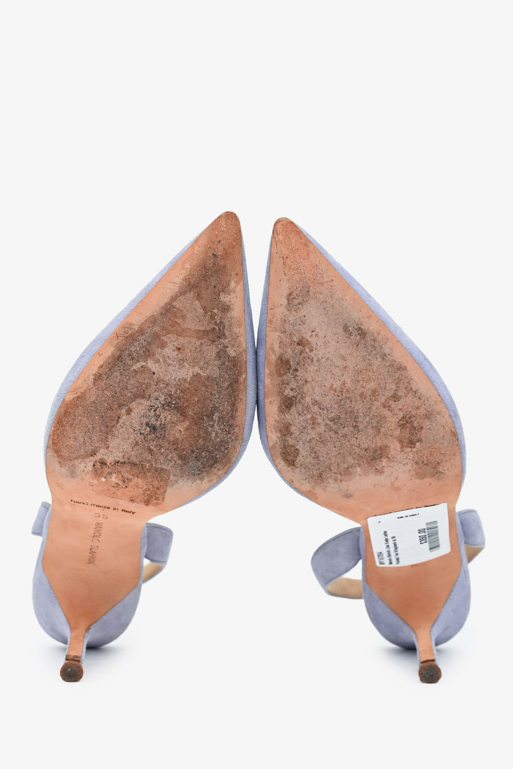 Manolo Blahnik Lilac Suede Leather Pointed Toe Slingback Size 35