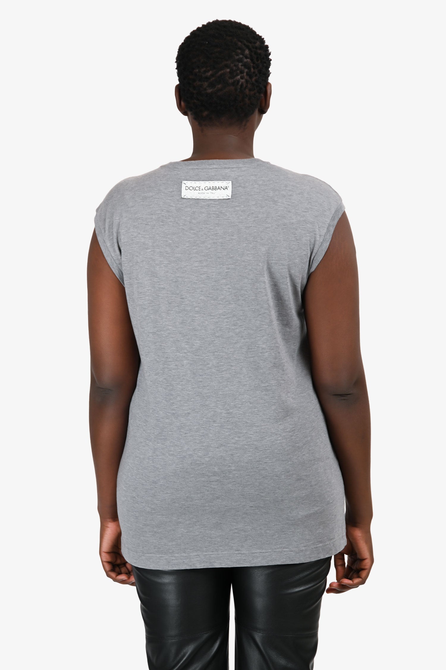 Dolce & Gabbana Grey Logo Embellished Tank Top Size L