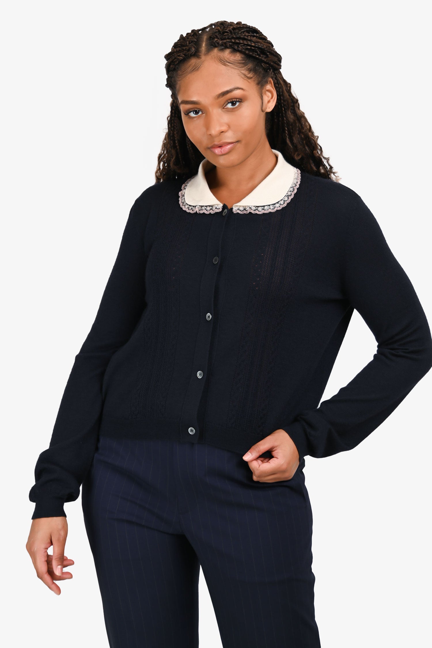 Miu Miu 2018 Navy Peter Pan Collar igan Size 46