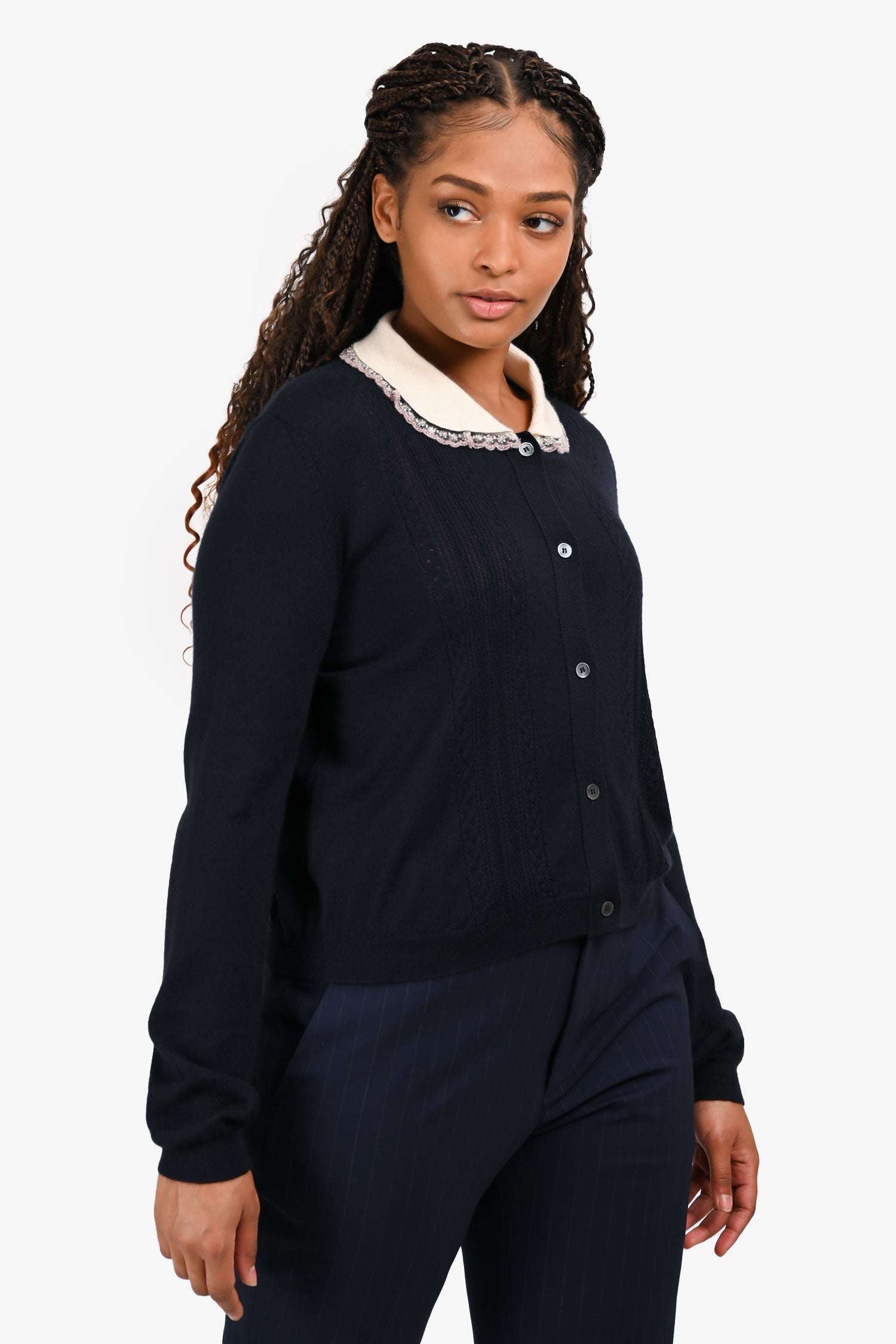 Miu Miu 2018 Navy Peter Pan Collar igan Size 46