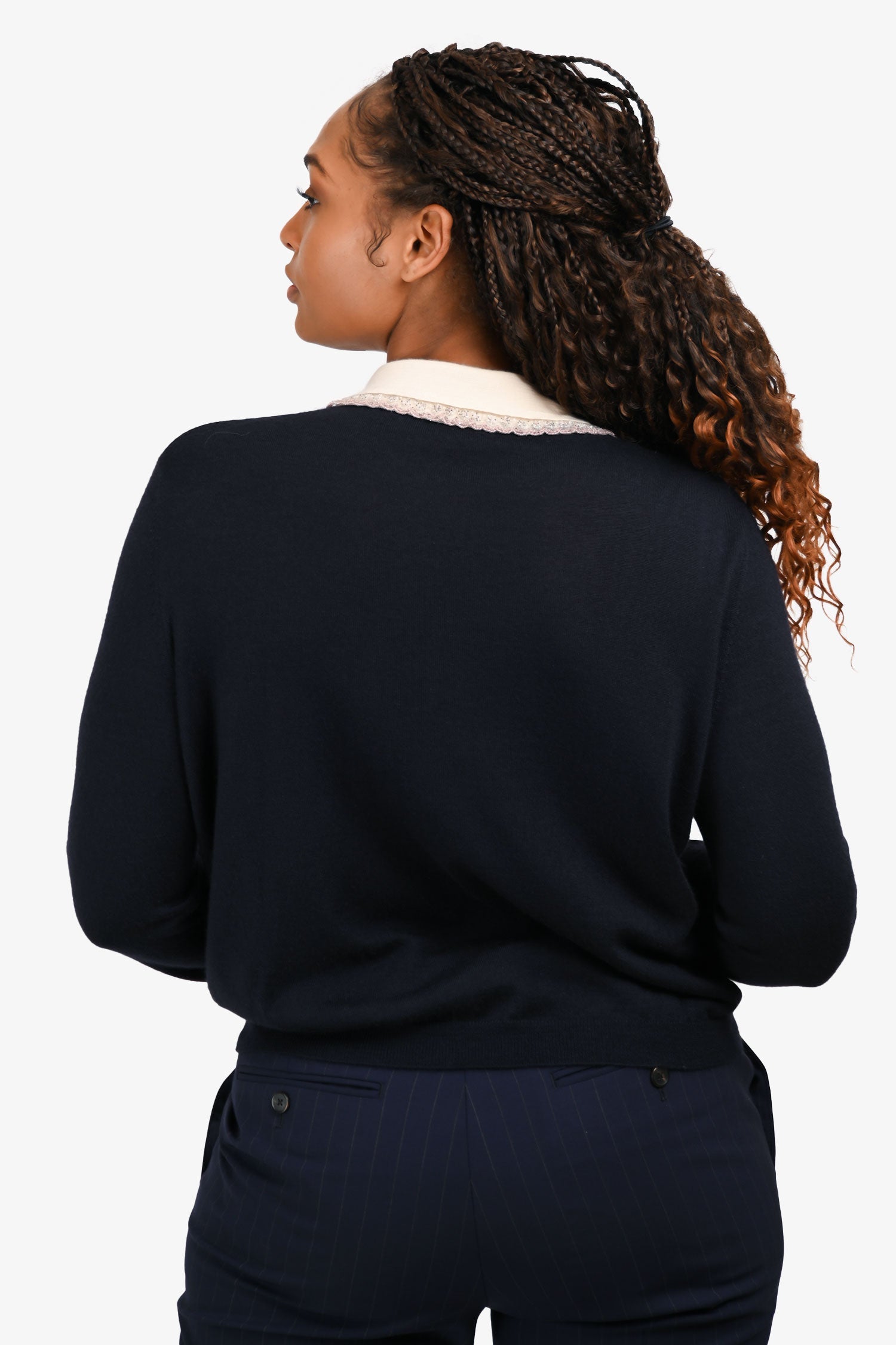 Miu Miu 2018 Navy Peter Pan Collar igan Size 46