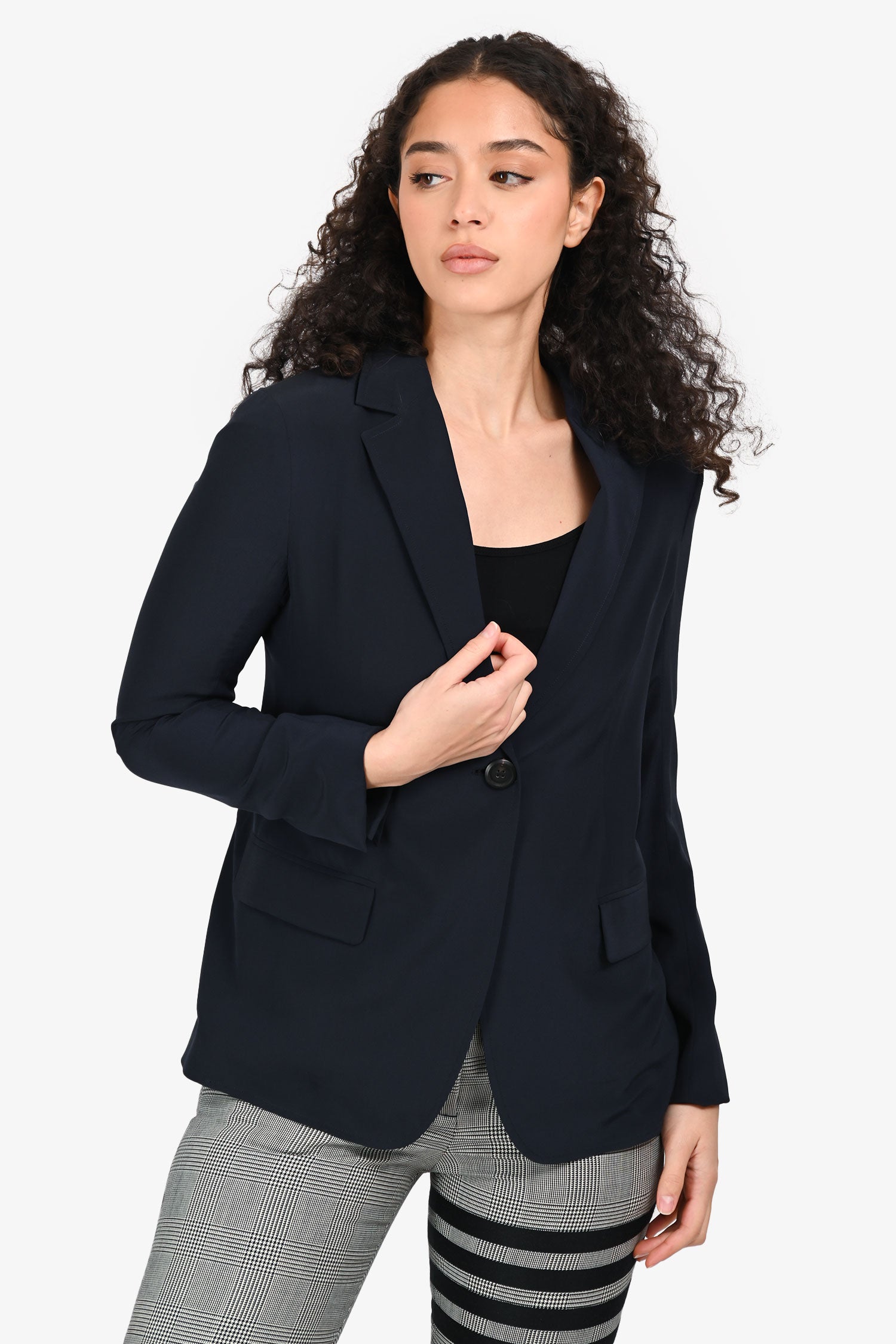 Salvatore Ferragamo Navy Silk Blazer Size 38
