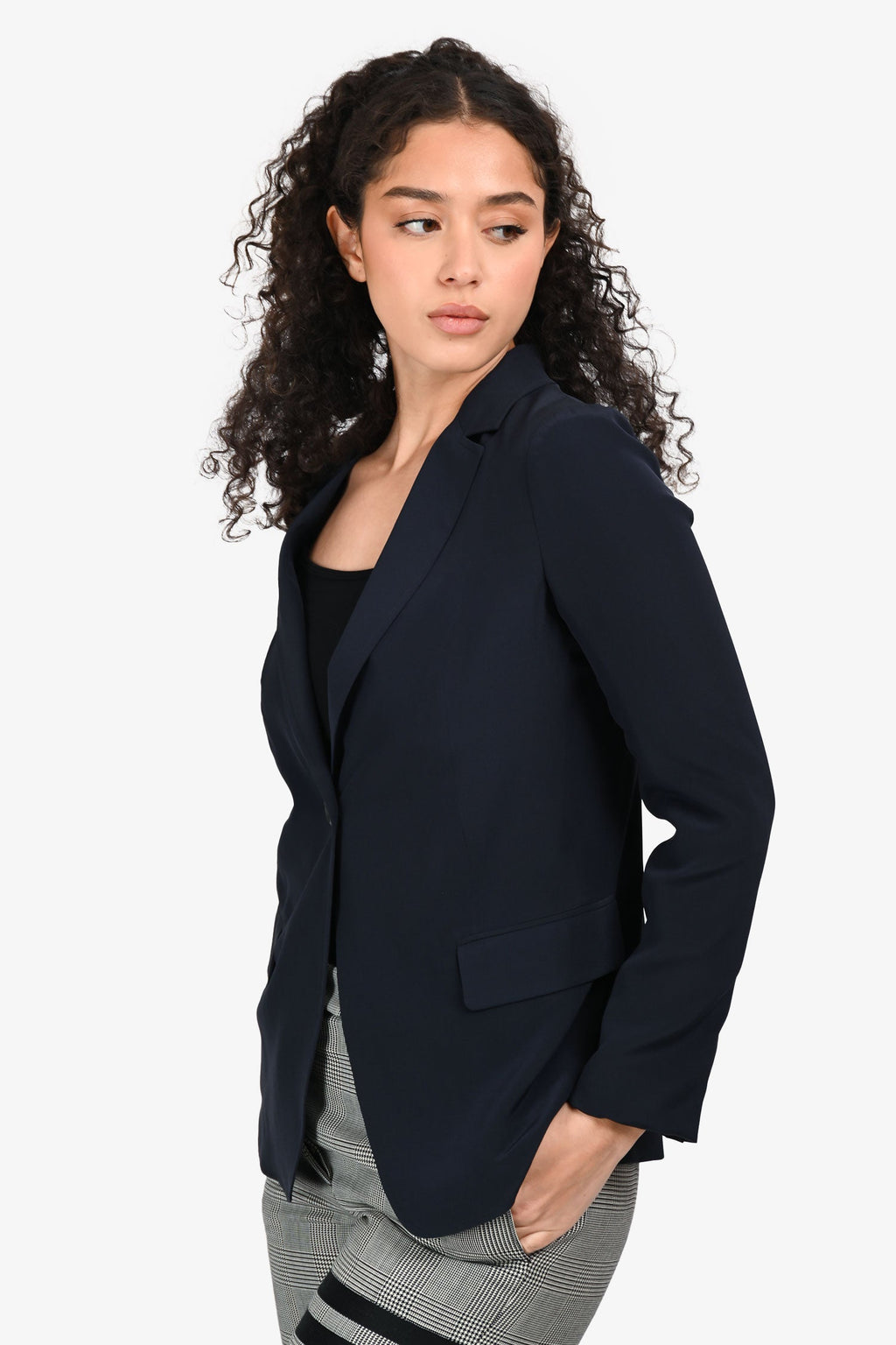 Salvatore Ferragamo Navy Silk Blazer Size 38