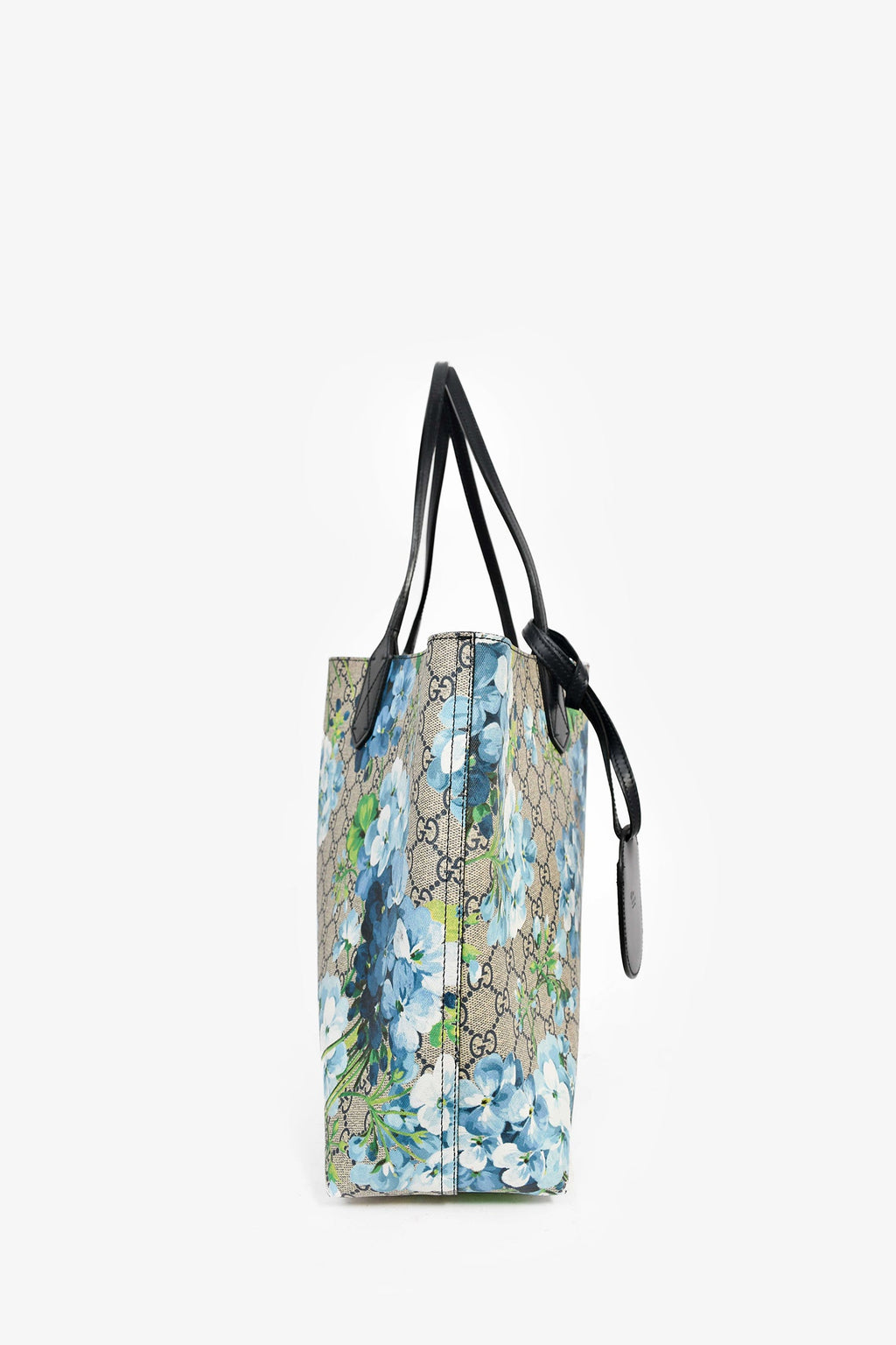 Gucci Beige/Blue Floral Blooms GG Supreme Large Canvas Tote Bag