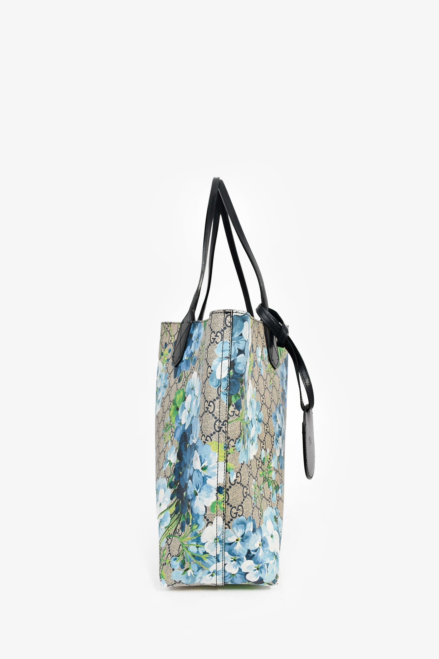 Gucci Beige/Blue Floral Blooms GG Supreme Large Canvas Tote Bag