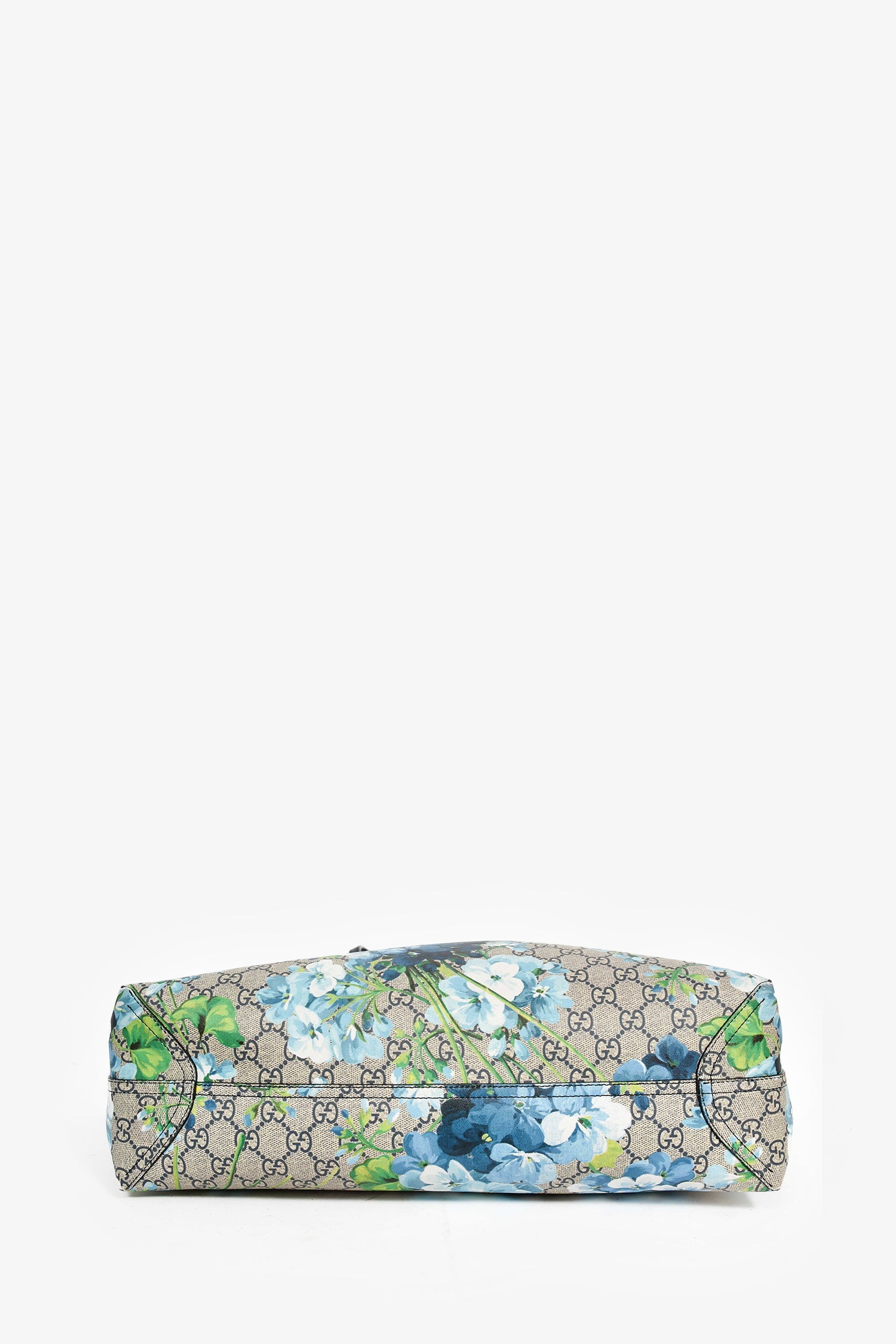 Gucci Beige/Blue Floral Blooms GG Supreme Large Canvas Tote Bag